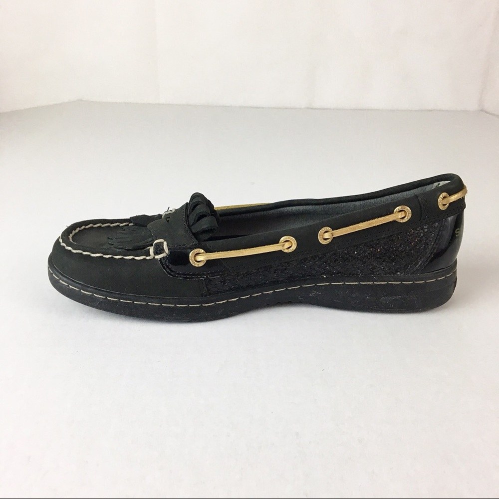 Speery Top Sider Black sparkle and gold Loafers